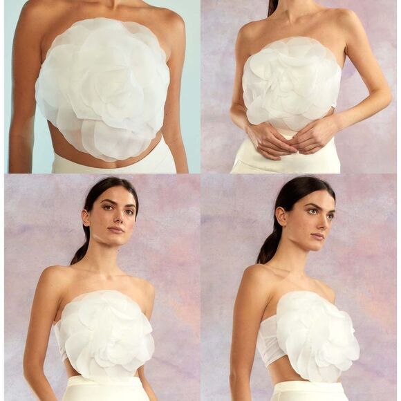 Cynthia Rowley Lavender Organza 🌸 Flower Accesory. Neck tie, Bandeau Flower Bow - Picture 3 of 8